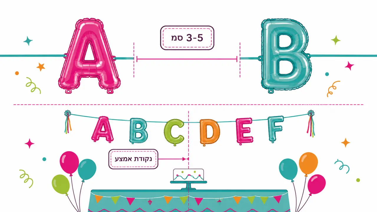 כמה רווח משאירים בין האותיות כדי שהשם יישאר מאוזן?