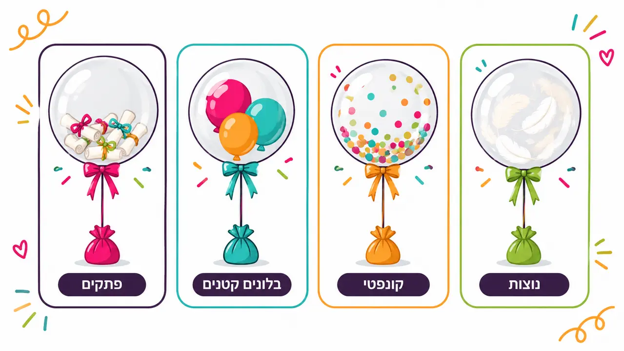 במה ממלאים בלונים שקופים