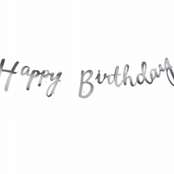 שלט Happy birthday כסף