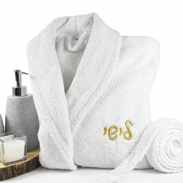 חלוק רחצה מגבת עם שם מקדימה