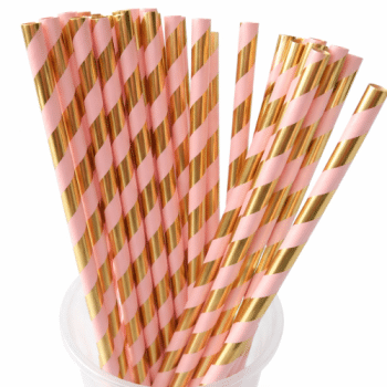 קשיות ורוד בהיר לבן פסים-25 יחידות