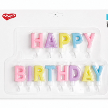סט נרות HAPPY BIRTHDAY בצבעי פסטל