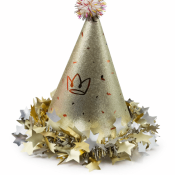 כובע יום הולדת גדול נוצץ בצבע זהב-6 יחידות