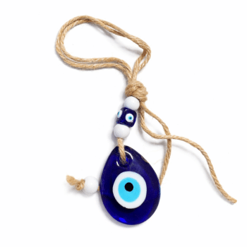 קישוט טאסל עם זכוכית  עין כחולה-10 יחידות