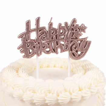 נרות  פלטה HAPPY BIRTHDAY רוז גולד