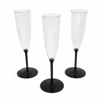 כוסות שמפניה רגל שחור-6 יחידות