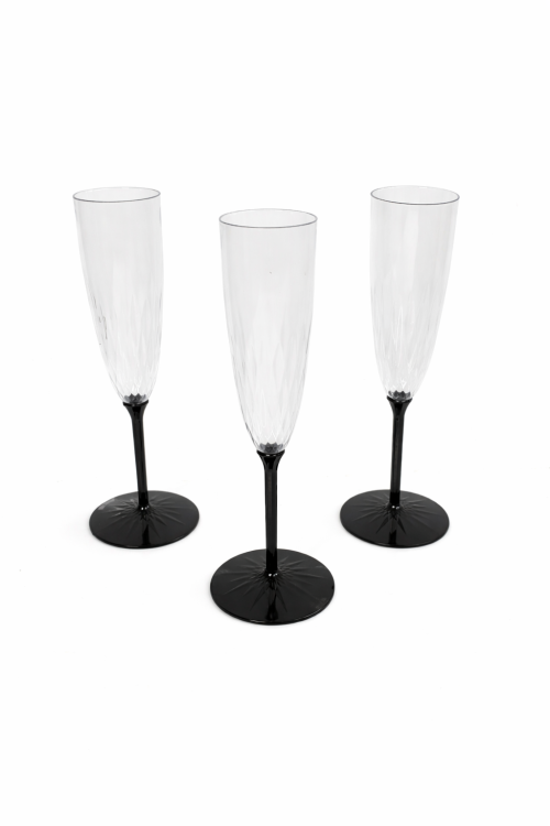 כוסות שמפניה רגל שחור-6 יחידות