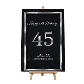 שלט למרכז שולחן בעיצוב אישי שחור כסף