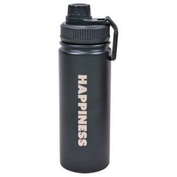 בקבוק נירוסטה שחור דופן כפולה עם ידית אחיזה-530 מ'ל