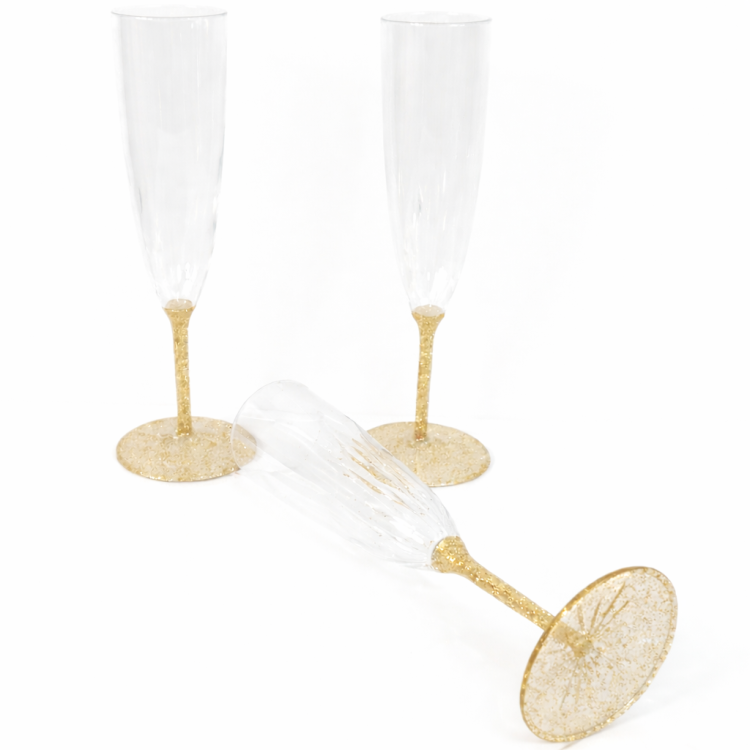 כוסות שמפניה זהב נצנצים-6 יחידות