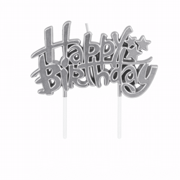נרות פלטה HAPPY BIRTDAY כסף