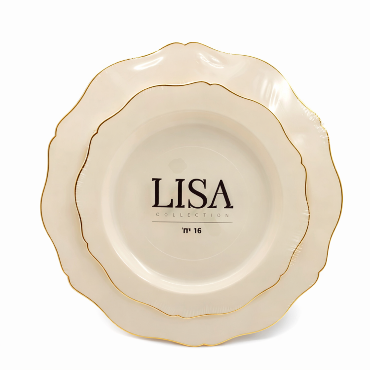 סט צלחות ליסה קרם זהב-16 יחידות