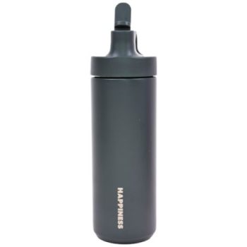 בקבוק נירוסטה שחור דופן כפולה עם קשית-550 מ"ל