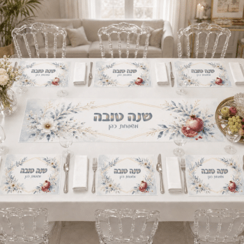 סט ראנר ופלייסמנטים לראש השנה דגם כסוף