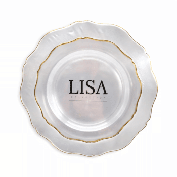 סט צלחות ליסה שקוף זהב-16 יחידות