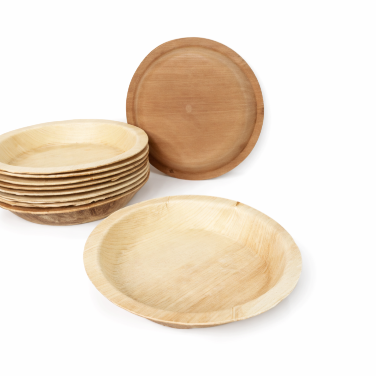 צלחות עגולות עלי דקל קטן-10 יחידות