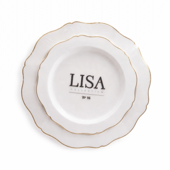 סט צלחות ליסה לבן זהב-16 יחידות