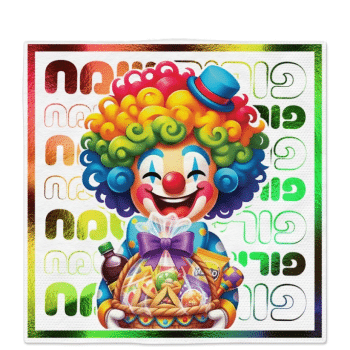 מפיות פורים שמח הדפס ליצן-16 יחידות