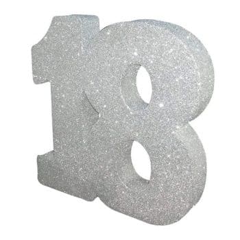מרכז שולחן 18 כסף נצנצים