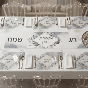 סט ראנר ופלייסמנטים דגם פרחים כסף