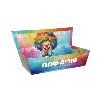 מגש קשיח למשלוחי מנות – פורים שמח | 28×16×16 ס"מ