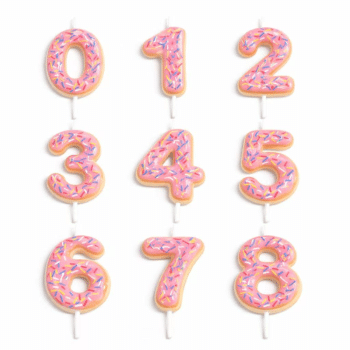 נר ספרה בעיצוב דונאטס – ורוד עם סוכריות