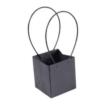 תיק פרחים מרובע שחור עם ידיות-10 יחידות