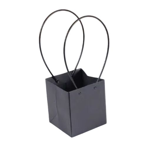 תיק פרחים מרובע שחור עם ידיות-10 יחידות