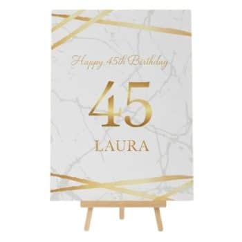 שלט למרכז שולחן  לבן זהב