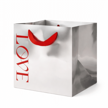 שקית מתנה ענקית LOVE כסף מבריק