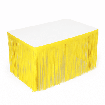 חצאית פרנזים לשולחן צהוב