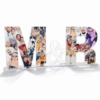 זוג אותיות מעוצבות עם תמונות