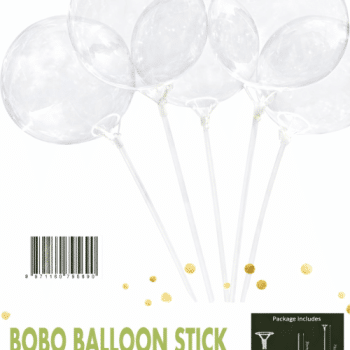 מקל ארוך+ריזוטה לבלון שקוף -10 יחידות