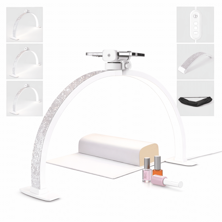 מנורת חצי ירח שולחני מקצועית לשולחן עבודה -צבע לבן