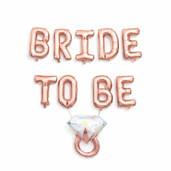 סט בלונים bride to be רוז גולד +טבעת רוז גולד