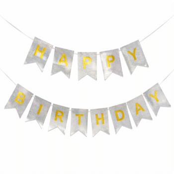 שלט ענק Happy birthday כסף