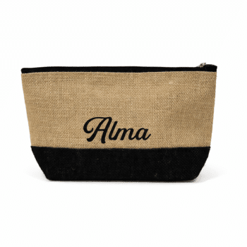 תיק איפור יוטה שחור אופציה להוספת שם