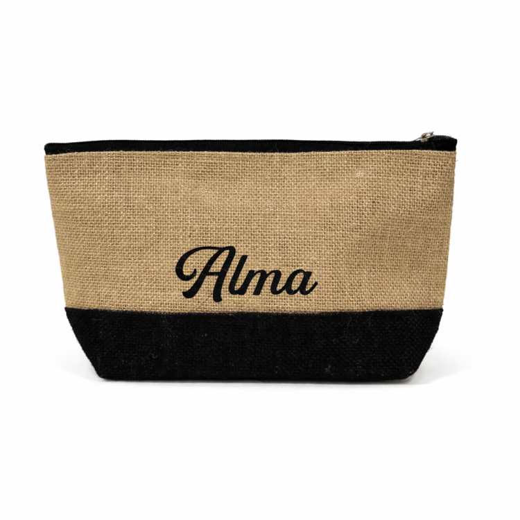 תיק איפור יוטה שחור אופציה להוספת שם