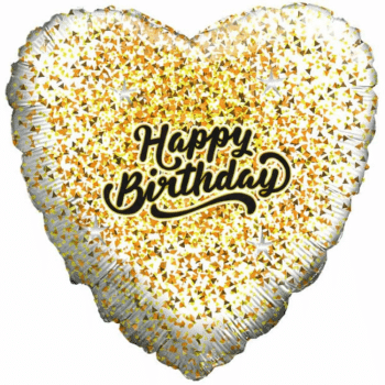 בלון ענק יום הולדת שמח לבן נקודות ורוד