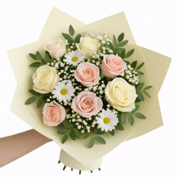 נייר עטיפה לפרחים - צבע קרם