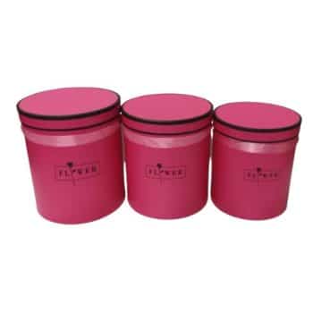 3 קופסאות עגולות ורוד פוקסיה דגם flower