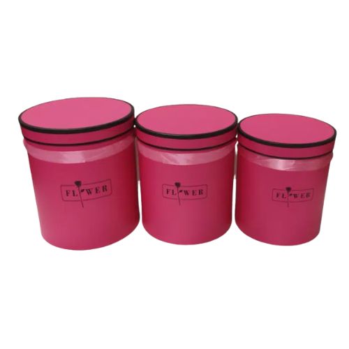 3 קופסאות עגולות ורוד פוקסיה דגם flower
