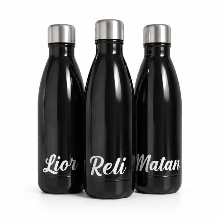בקבוק שומר קור שחור אופציה להוספת שם