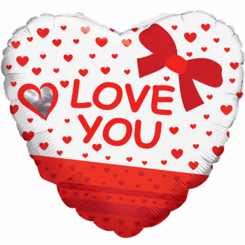 בלון I LOVE YOU לבבות עם פפיון ענק