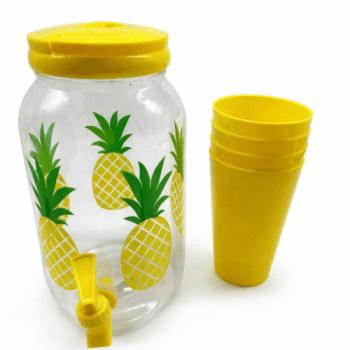 מיכל שתיה בעיצוב אננס+4 כוסות מתנה