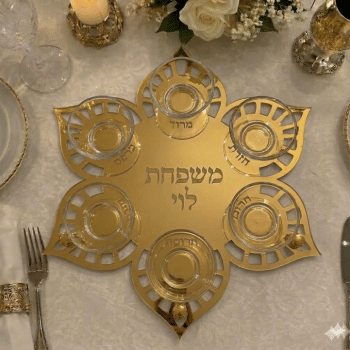 צלחת סדר ממותגת דגם פרח-בחירת צבע
