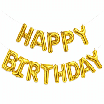 סט בלונים happy birthday זהב לניפוח עצמי