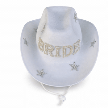 כובע קאבוי לכלה עם פנינים