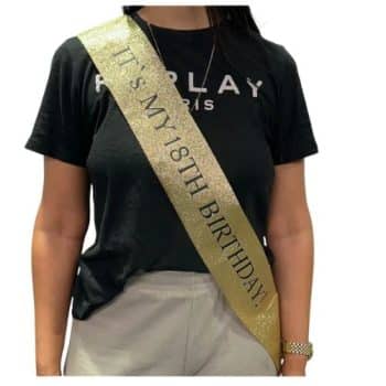 סרט מלכת יופי נצנצים זהב עם כיתוב