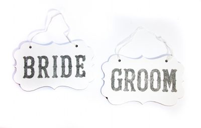שלטים bride groom כסף גליטר לצילומים\ לכיסא